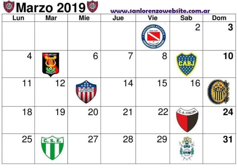 calendario marzo 2019 san lorenzo