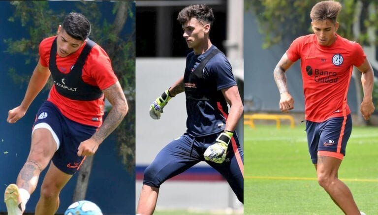 Lautaro López, Francisco Flores y Alexis Sabella con la azulgrana