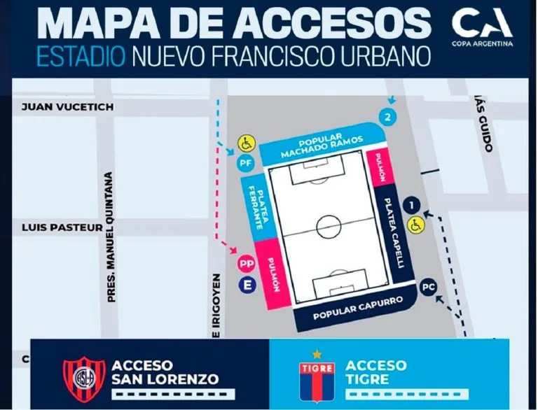 mapa de accesos copa argentina